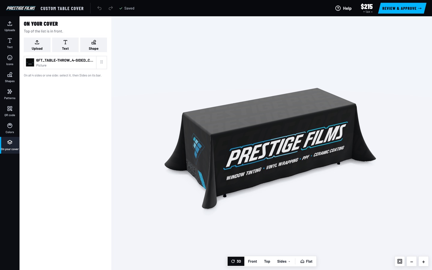 Our 3D designer with a 6 ft table throw