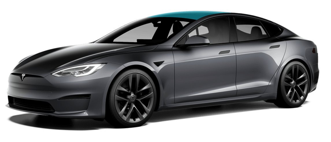 Full roof PPF add-on coverage shown on a Tesla Model S
