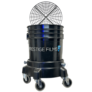 Car wash bucket with grit guard and wheels