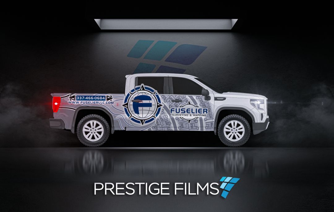 Custom printed fleet vehicle wrap on a GMC