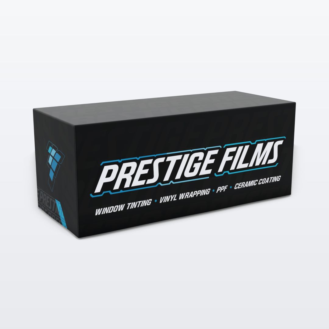 Custom printed 6 ft fitted table cover, full back with the Prestige Films design
