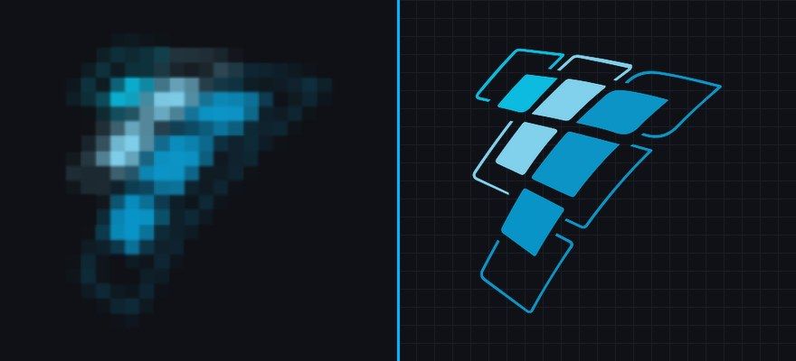 A blurry Prestige Films flag logo next to the same logo as a crisp vector